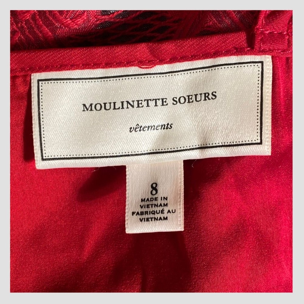 Anthropologie Moulinette Soures Rubied Red Fit and Flare Dress 8 - Picture 5 of 9
